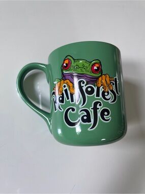 Vintage 90’s RAINFOREST Cafe Green Frog Logo Mug ‘Cha Cha’